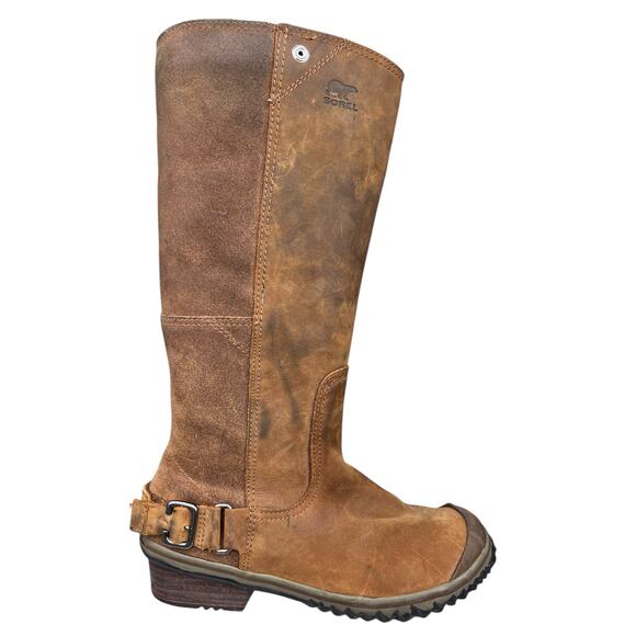 Sorel Women’s Slimboot Brown Leather Duck Boot Size US 7.5 - Picture 1 of 12